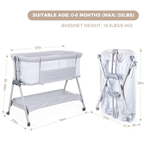 Pink Baby Bassinet Bedside Sleeper with Wheels R395