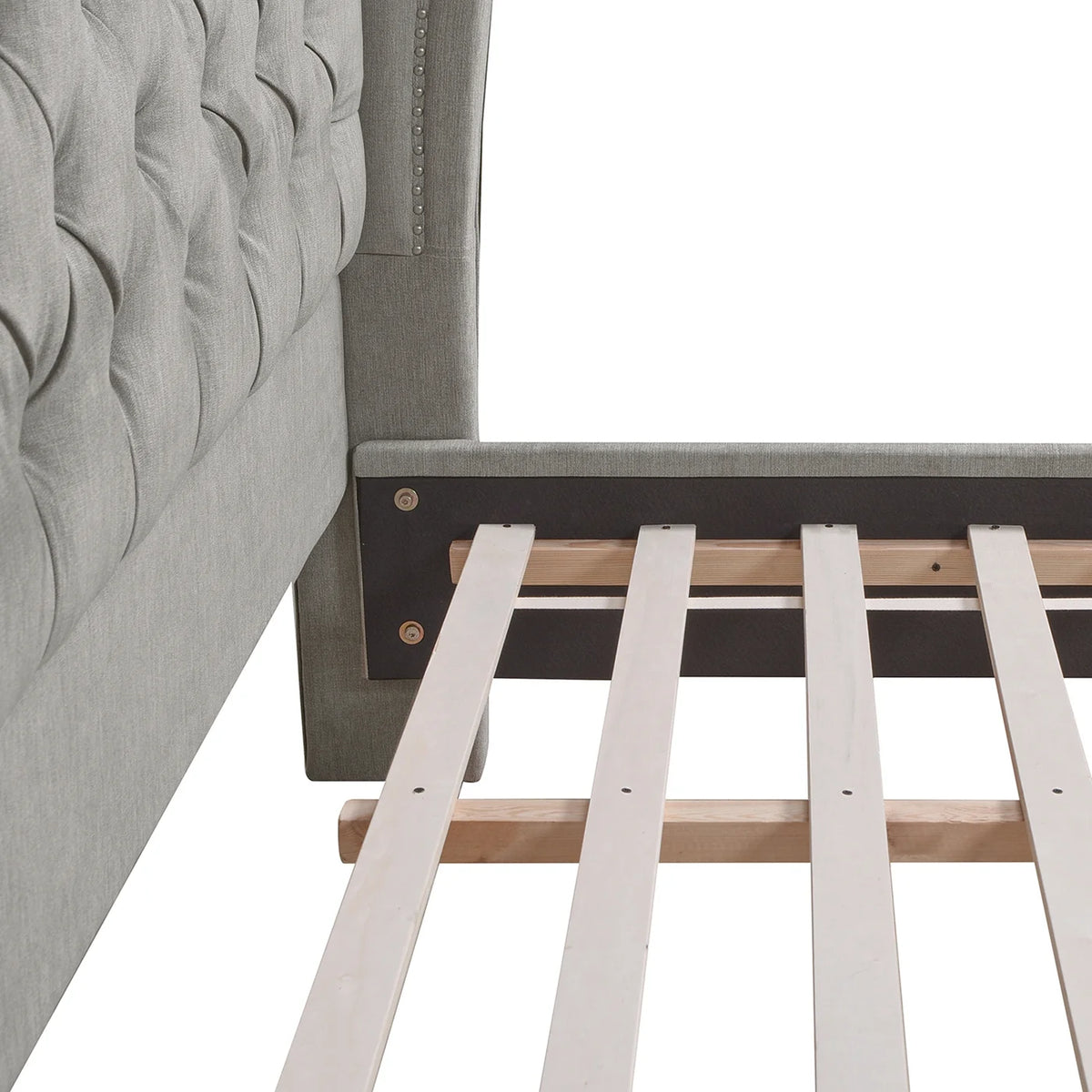King Silver Grey Polyester Upholstered Platform Bed Frame E391473