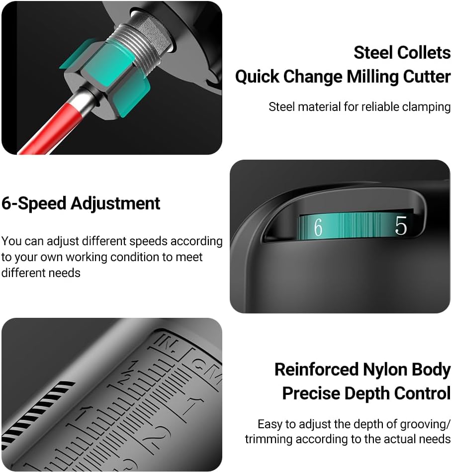 Electric Hand Trimmer Router 33000RPM 110V 800W 6.35mm Collets K5441