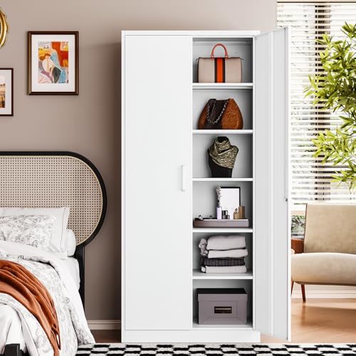 Metal Black Storage Cabinet with Adjustable Shelves and Lock Door P50033