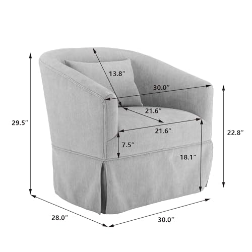 Blue Swivel Accent Armchair with Skirt and Metal Base U8516