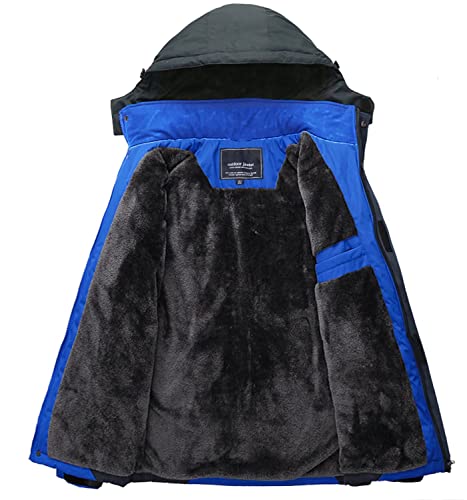 Men's Winter Water Resistant Ski Snow Jacket Fleece Parka Raincoats With Multi-Pockets I151