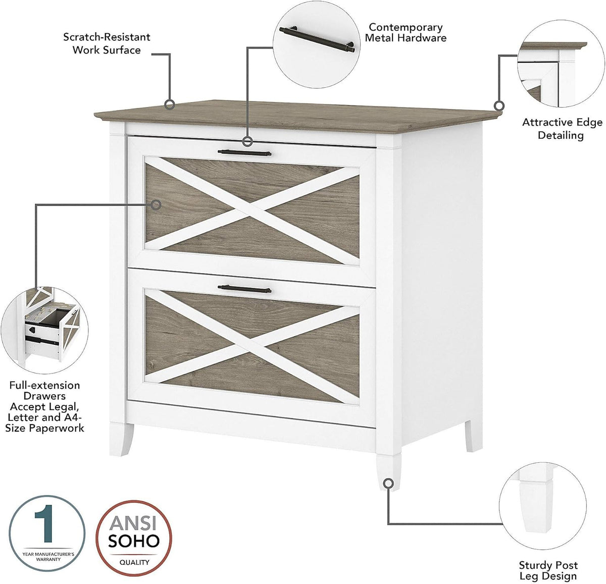 2 Drawer Lateral File Cabinet D4392