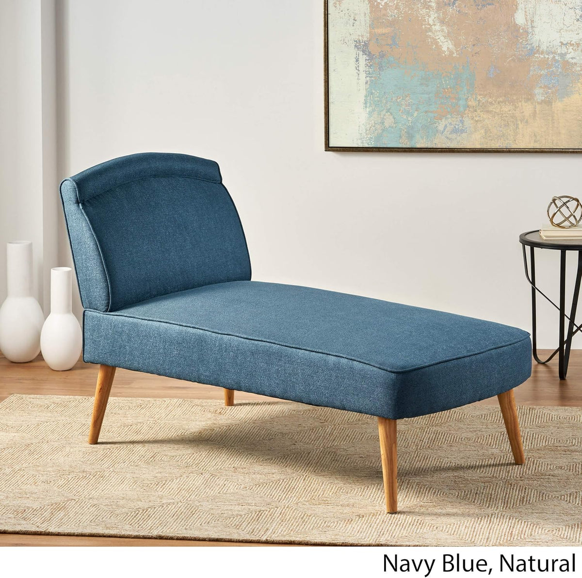 Navy Blue Fabric Chaise Lounge N9177