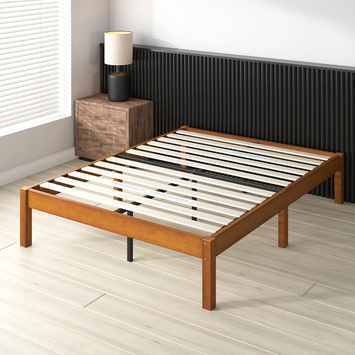 14 Inch Bamboo Platform Bed Frame, Wood Slat Support, Full J15854