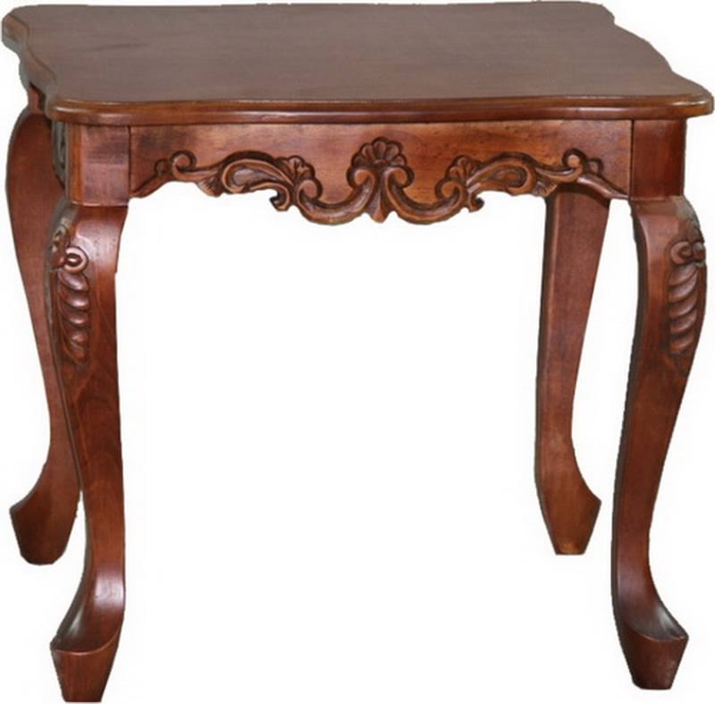 Carved Wood Square End Table O91427