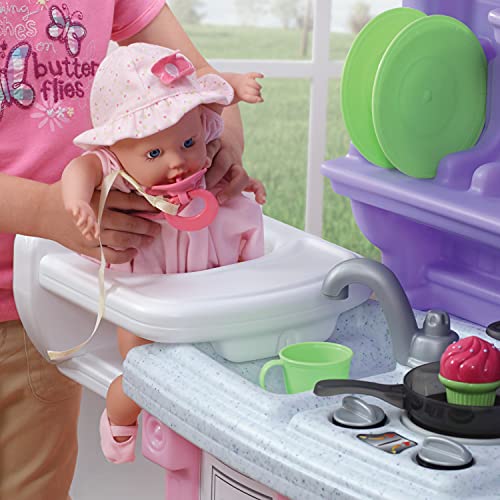 Pink Purple Kids Play Kitchen with 30 Piece Toy Accessories F631008