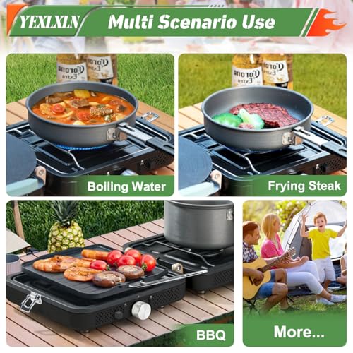 2-Burner Foldable Propane Camp Stove with Griddle and Carrying Bag Y768