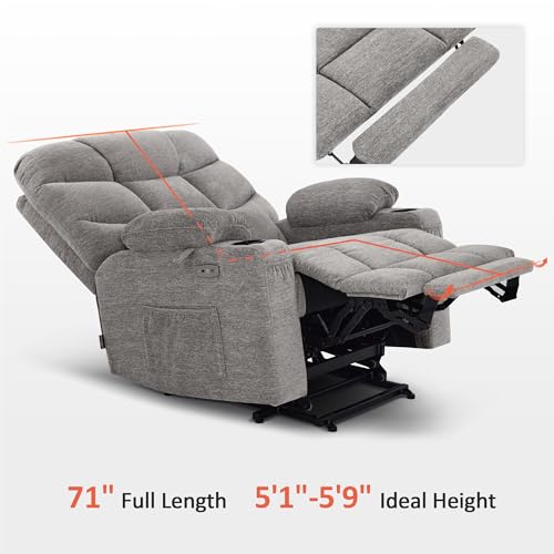 Navy Blue Fabric Power Lift Recliner Chair T977622