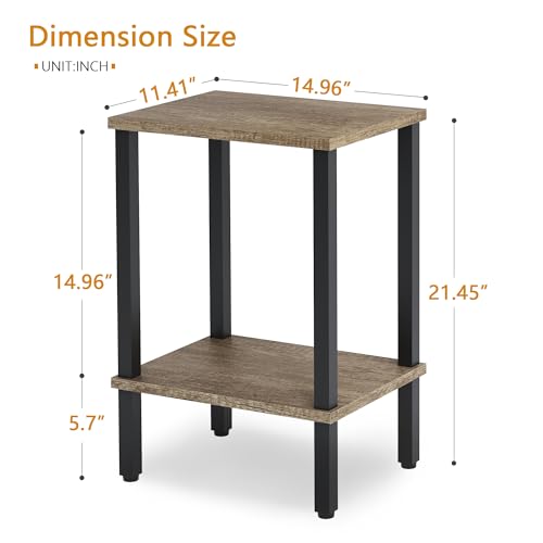 Rustic Brown and Black 2-Tier Narrow Side Table K802
