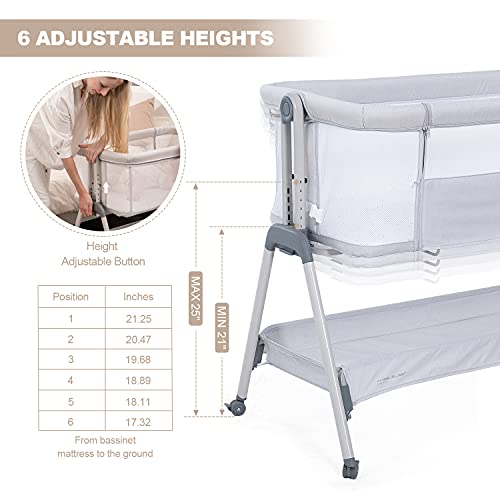 Pink Baby Bassinet Bedside Sleeper with Wheels R395