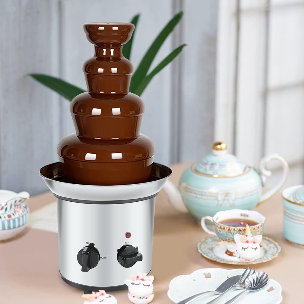 4 Tier Electric Stainless Chocolate Fondue Fountain Y859