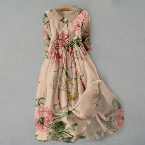 Womens Boho Floral A-Line Lace-Up Flowy Long Dress S870