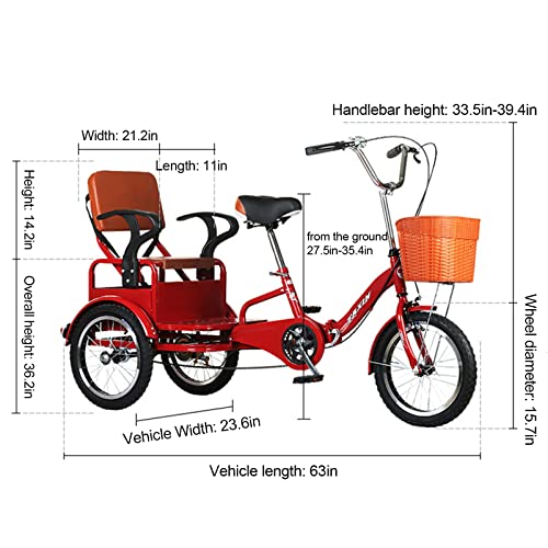 16 inch Foldable 3 Wheel Tricycle with Back and Cargo Basket Z73249