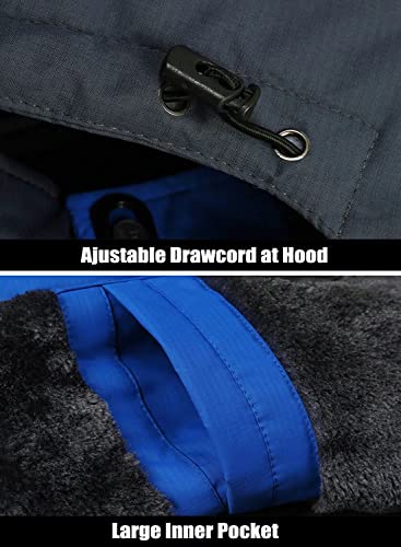 Men's Winter Water Resistant Ski Snow Jacket Fleece Parka Raincoats With Multi-Pockets I151