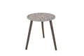 Gray Brown Carved Wood Round Accent Table R744808