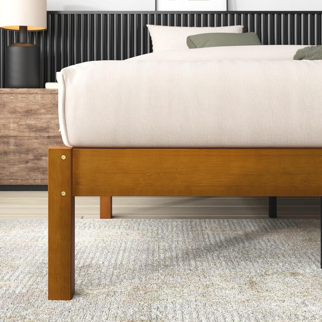 14 Inch Bamboo Platform Bed Frame, Wood Slat Support, Full J15854