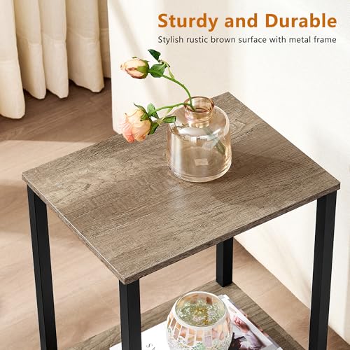 Rustic Brown and Black 2-Tier Narrow Side Table K802