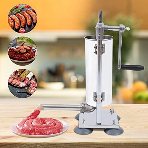 Stainless Steel 3L 6LBS Vertical Meat Sausage Stuffer Machine with 8 Stuffing Tubes P8759