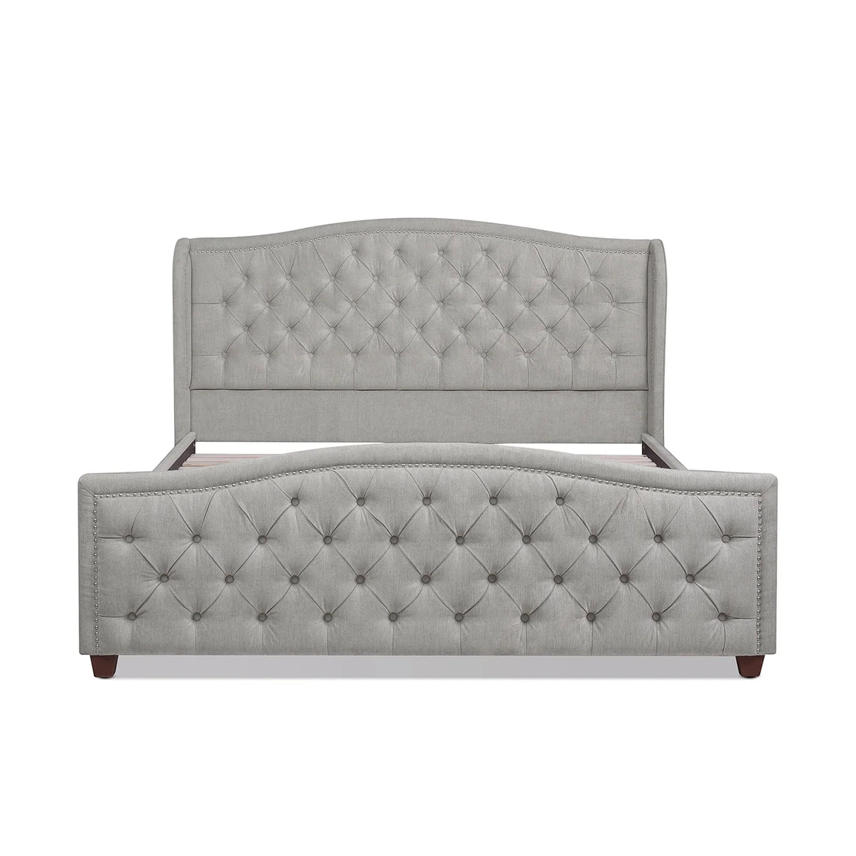 King Silver Grey Polyester Upholstered Platform Bed Frame E391473