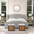 King Silver Grey Polyester Upholstered Platform Bed Frame E391473