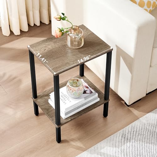 Rustic Brown and Black 2-Tier Narrow Side Table K802