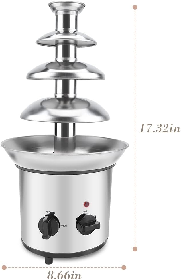 4 Tier Electric Stainless Chocolate Fondue Fountain Y859