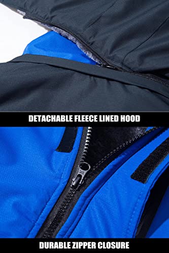 Men's Winter Water Resistant Ski Snow Jacket Fleece Parka Raincoats With Multi-Pockets I151