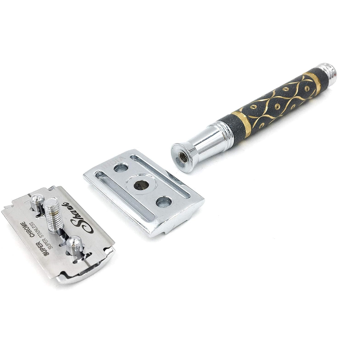 65R Super Heavyweight Gray and Gold Double Edge Safety Razor & 5 Blade Refills R3777