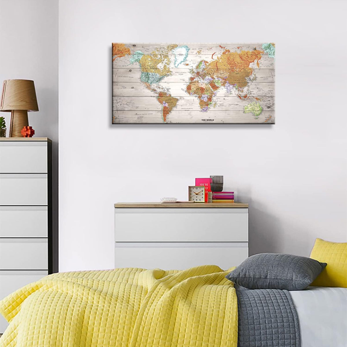 Vintage World Map Canvas Wall Art 20x40 N92400