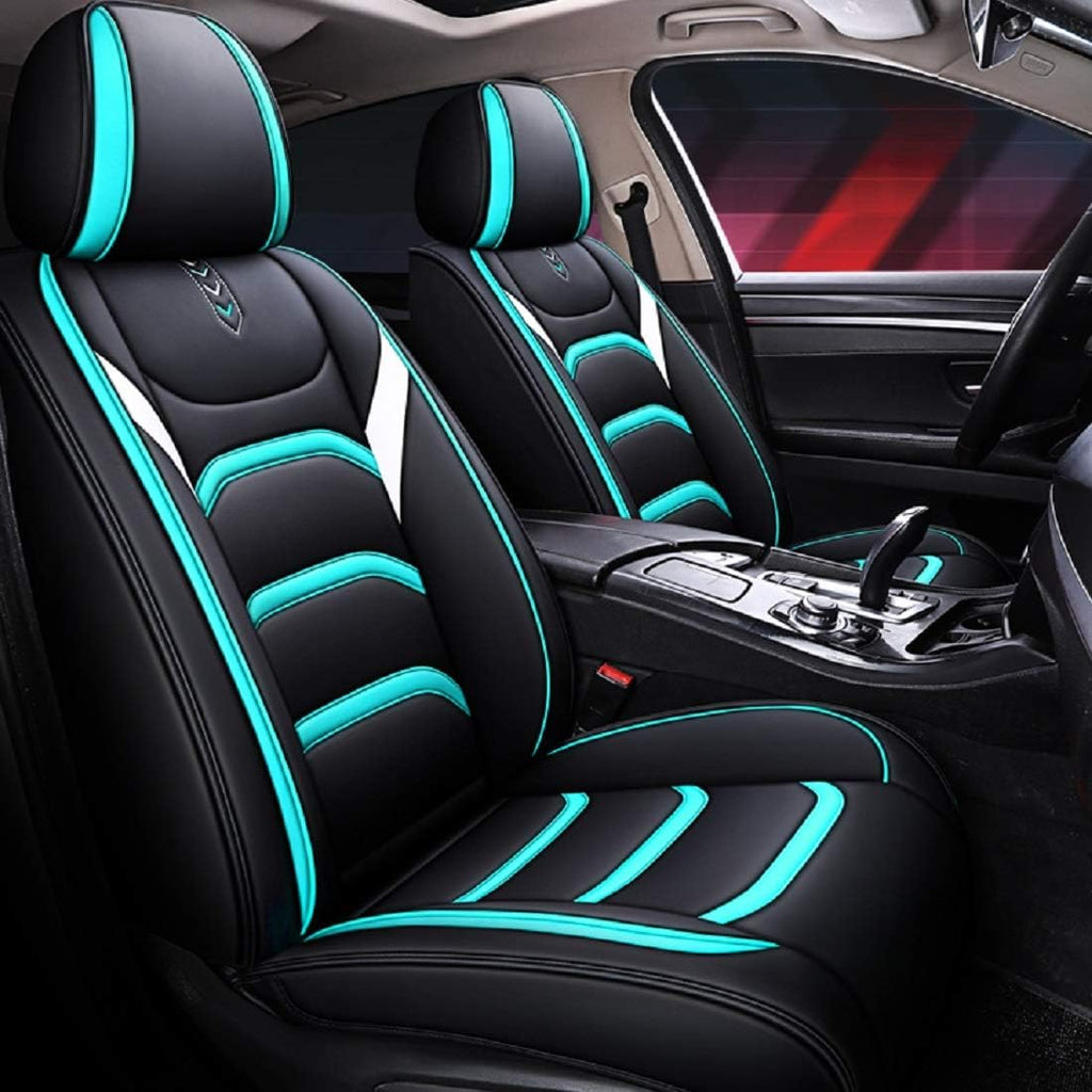 Leather Car Seat Covers Universal Fit Set Black-red D4124
