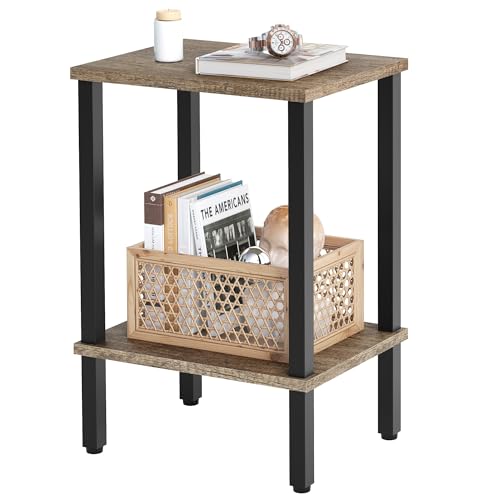 Rustic Brown and Black 2-Tier Narrow Side Table K802
