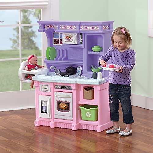 Pink Purple Kids Play Kitchen with 30 Piece Toy Accessories F631008