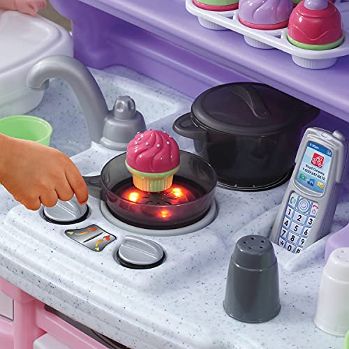 Pink Purple Kids Play Kitchen with 30 Piece Toy Accessories F631008
