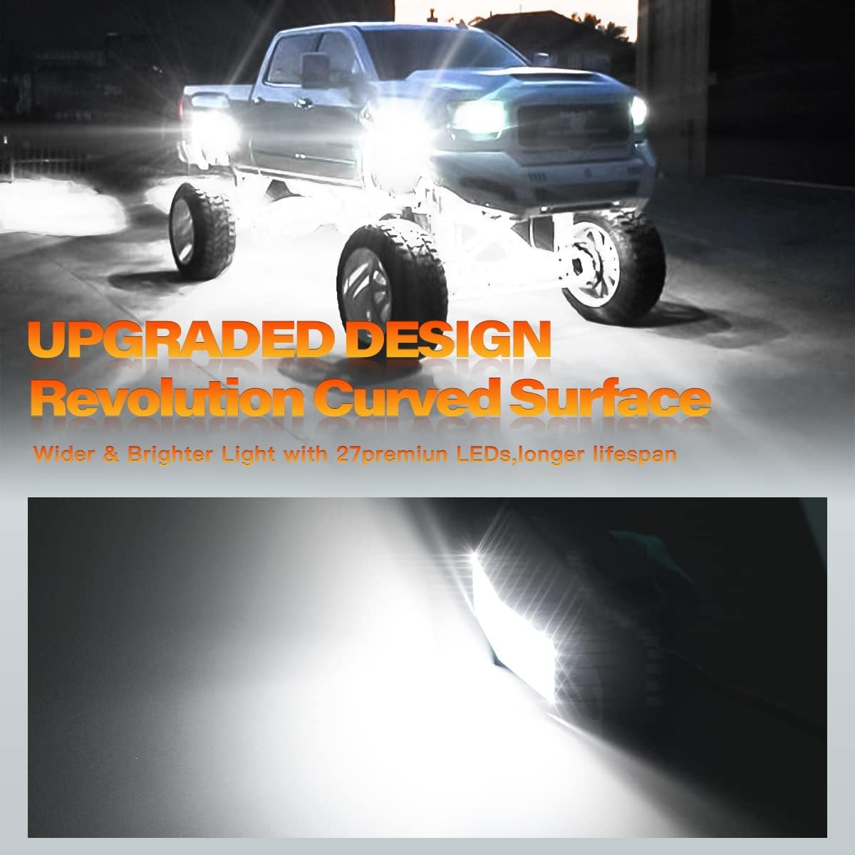 White 12Pods LED Rock Lights with 23FT Harness Fuse Switch Kit K9352
