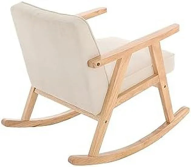 Beige Walnut Upholstered Rocking Chair with Solid Wood E662465
