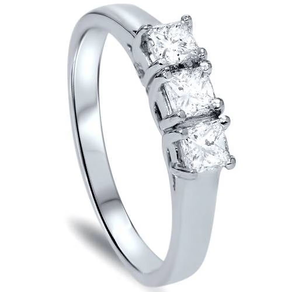 Three Stone Diamond Ring 14K White Gold K589621