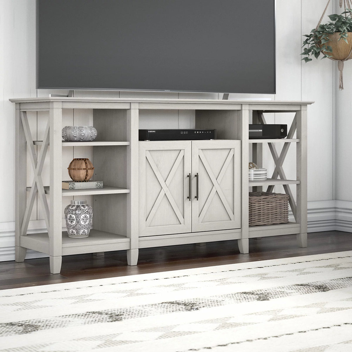 Linen White Oak Tall TV Stand for 65 Inch TV X708