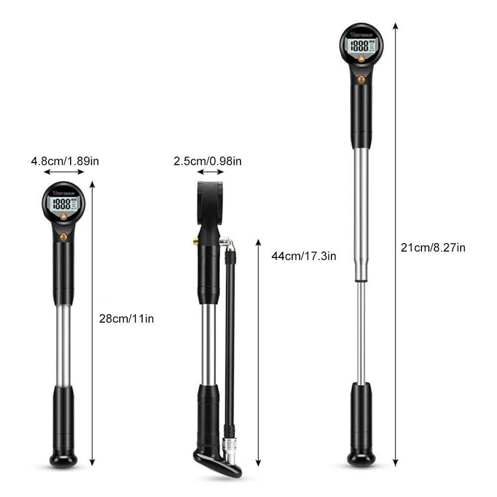 320PSI High Pressure Bike Air Shock Pump with Digital Gauge I20180