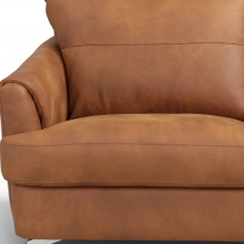 Camel Leather & Black Love Seat U61138