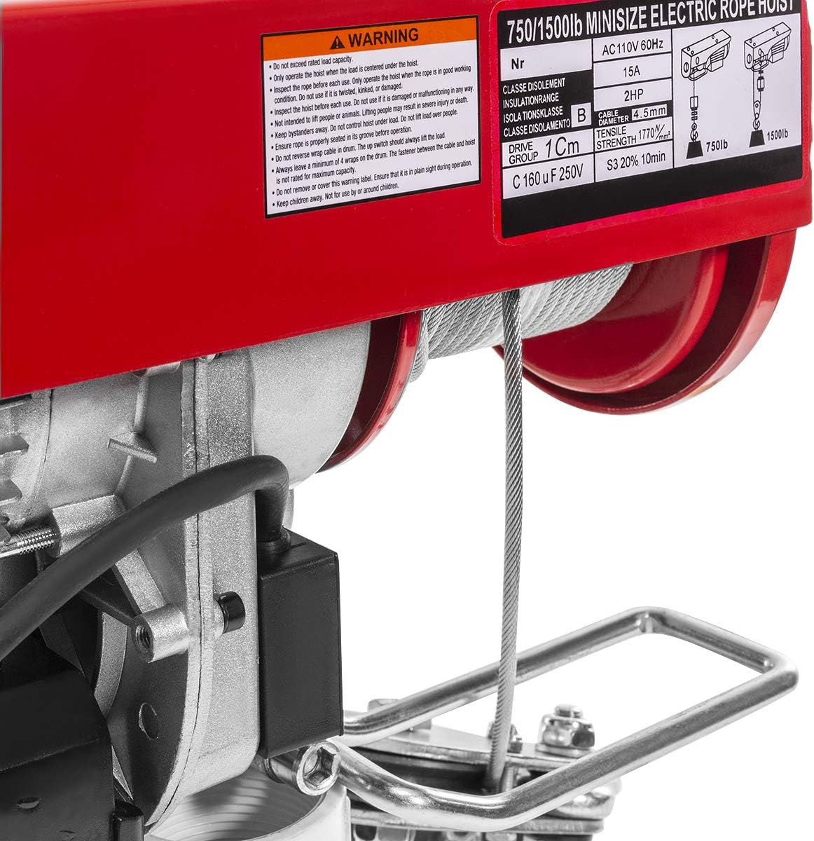 1500 LBS Electric Hoist with Remote Control Dual Line Operation S4567
