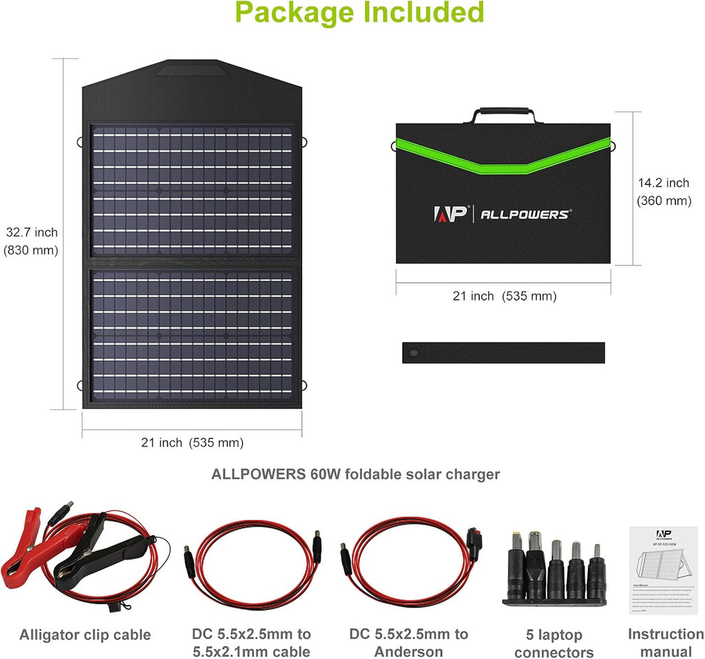 60W Foldable Monocrystalline Waterproof IP66 Portable Solar Panel D112064