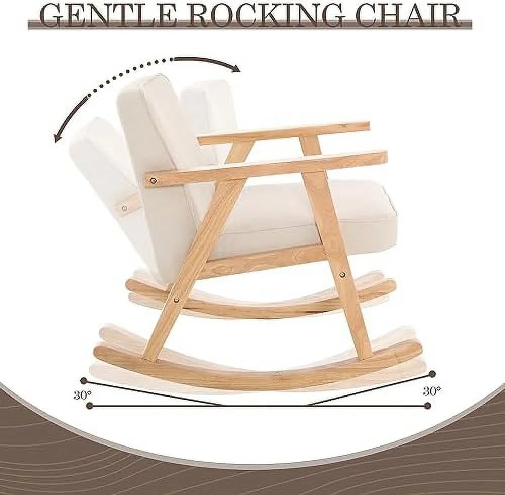 Beige Walnut Upholstered Rocking Chair with Solid Wood E662465
