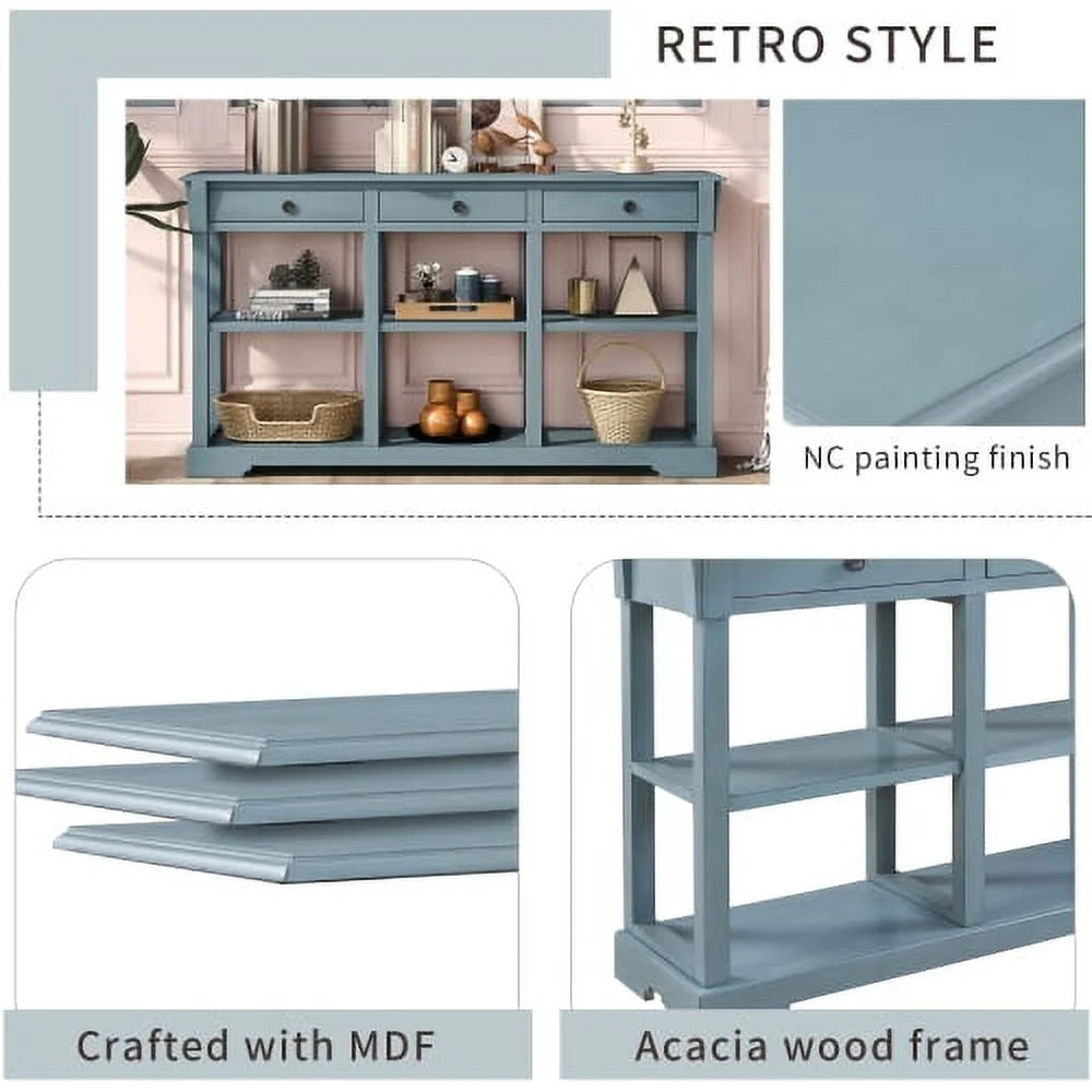 Wood Console Table with Drawers and Open Shelves S847466