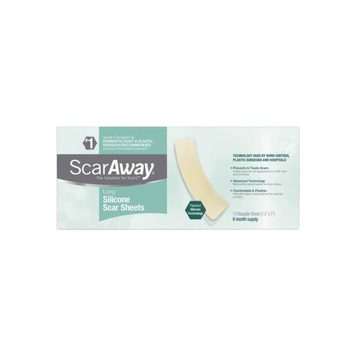 12 Adhesive Fabric Silicone Scar Treatment Sheets V80729