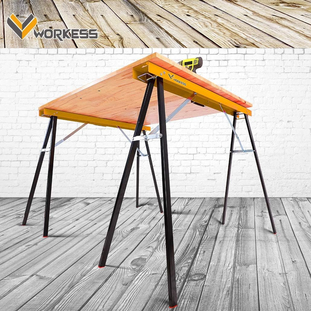 Twin Pack Portable Folding Sawhorse, 275 LBS Capacity Each W642593