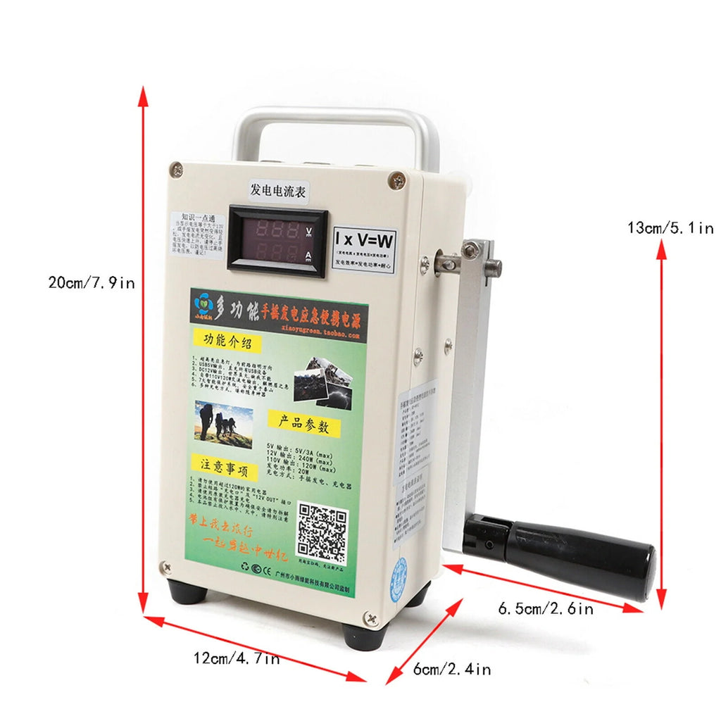 Portable Hand Crank Generator 110V with Charger & 5000mAH Battery G999
