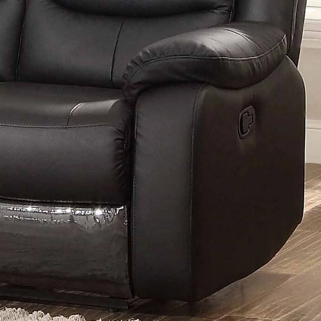 Black Leather Match Glider Reclining Loveseat A45706