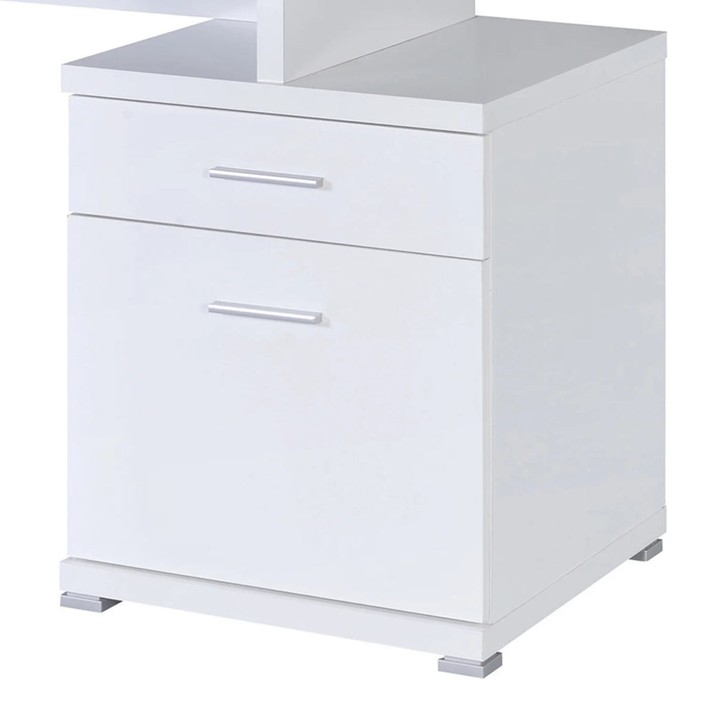 White Wooden Desk with Cabinet H24005