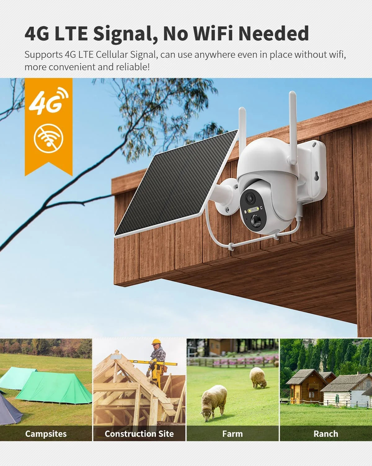 2K Solar Outdoor Security Camera with 360° Live Video Night Vision D512